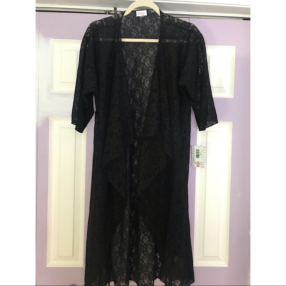 NWT LuLaRoe Black Lace Shirley Kimono, size S